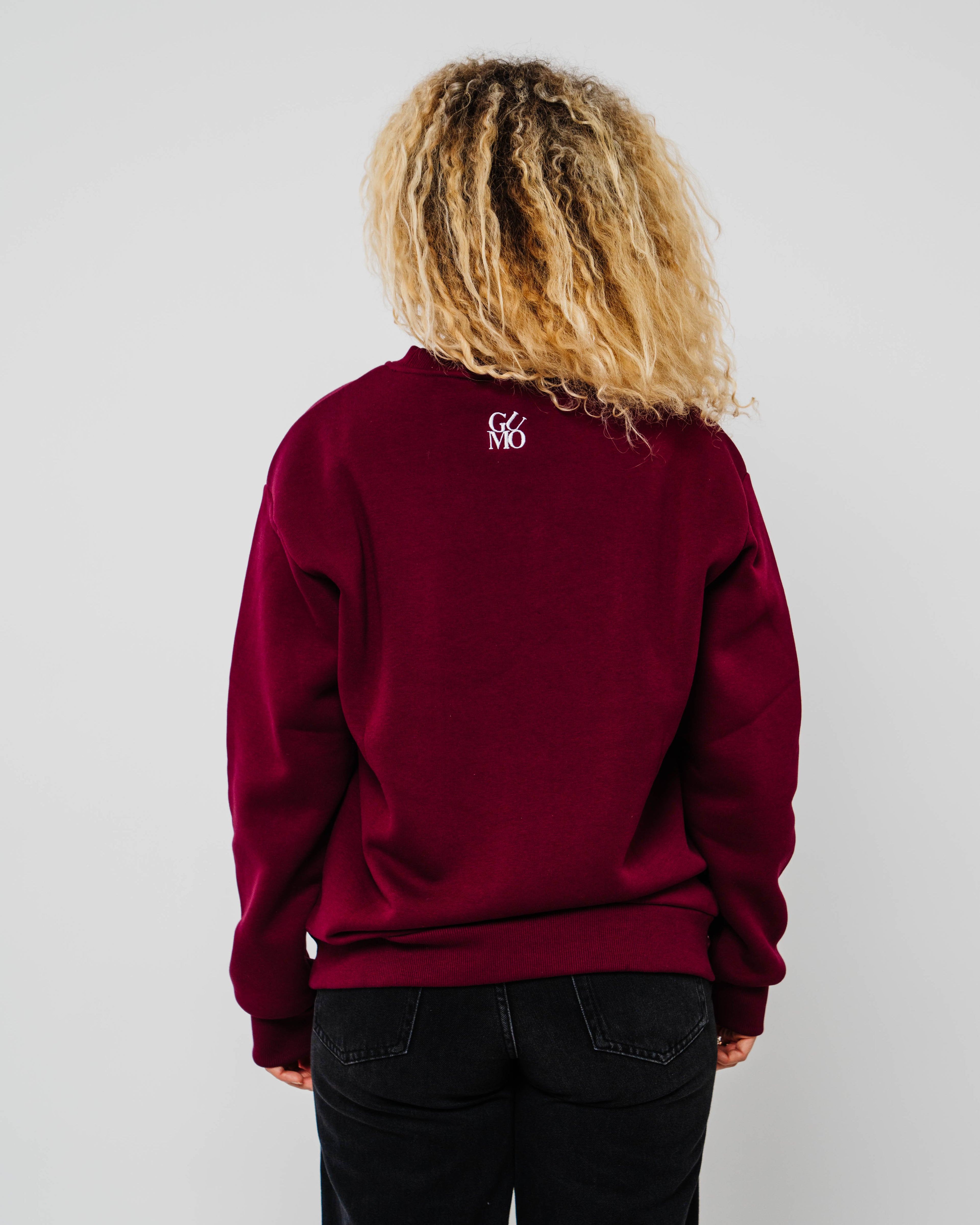 START YOUR DAY RIGHT BORDEAUX SWEATER